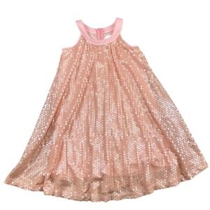 Elisa B Girls Pink Sequin Halter A-Line Party Dress Size 7 Sparkly Formal